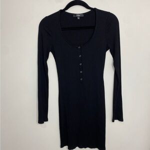 Lulus Black Ribbed Fitted Mini Dress Size Small